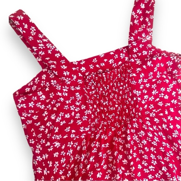 Vince Camuto - Women's Red Floral-print Paneled Smocked-back Challis Tank Dress - Picture 10 of 16